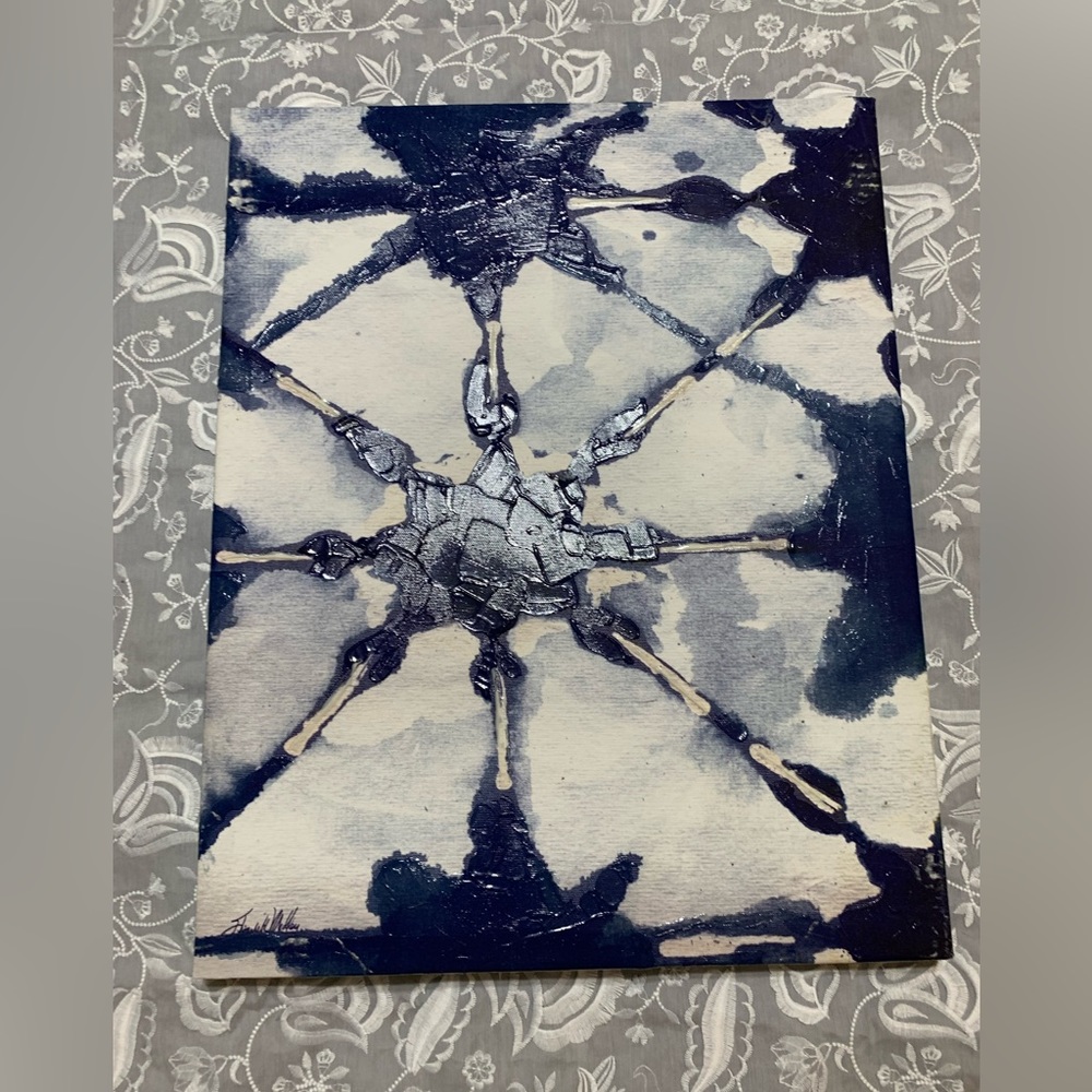 Blue and white abstract art